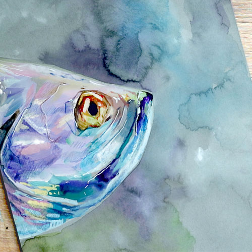 Toned Blue Mixed Media Demo with Minnie Small